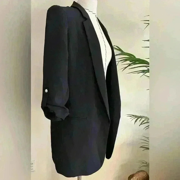 Zara Black Flowy Lightweight Blazer Jacket | Size XS - Picture 5 of 5